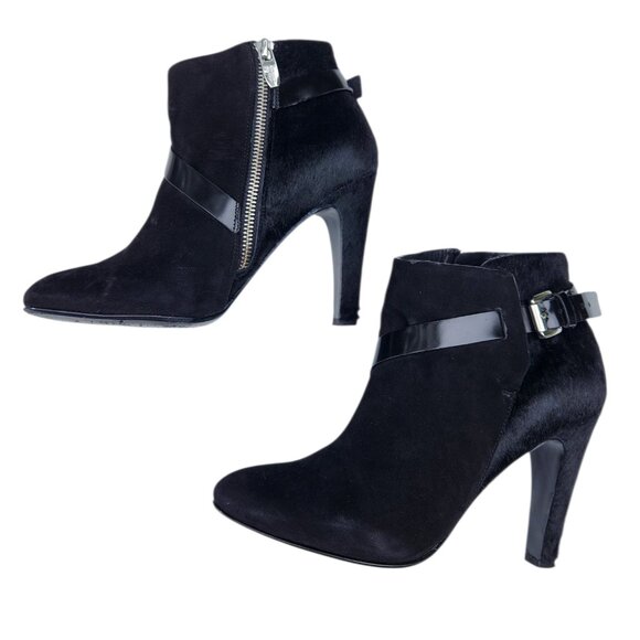 Sigerson Morrison Suede Calf Hair Pony Lux Black Ankle Boots Size 7 - Picture 11 of 13
